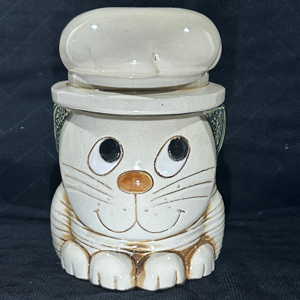 Vintage Cat With Chef Hat Cookie Jar
